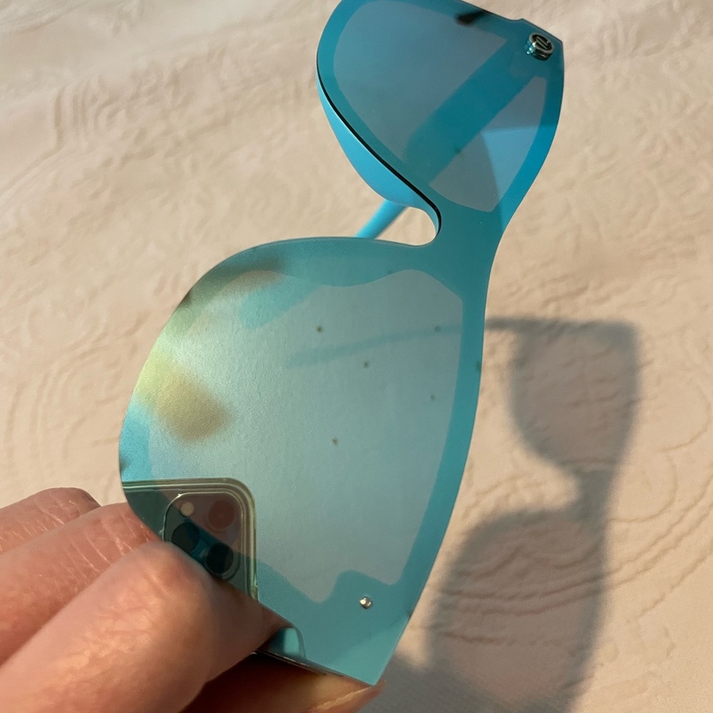 Blenders brand blue reflective sunglasses with case